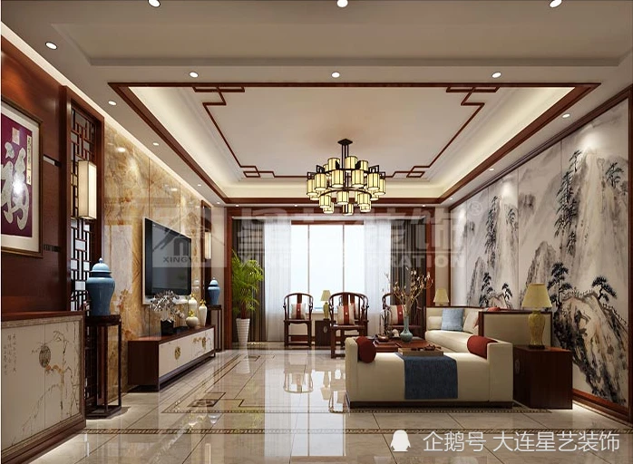 客厅吊顶装修效果图中式简约风格_中式田园风格装修特色_中式风格装修