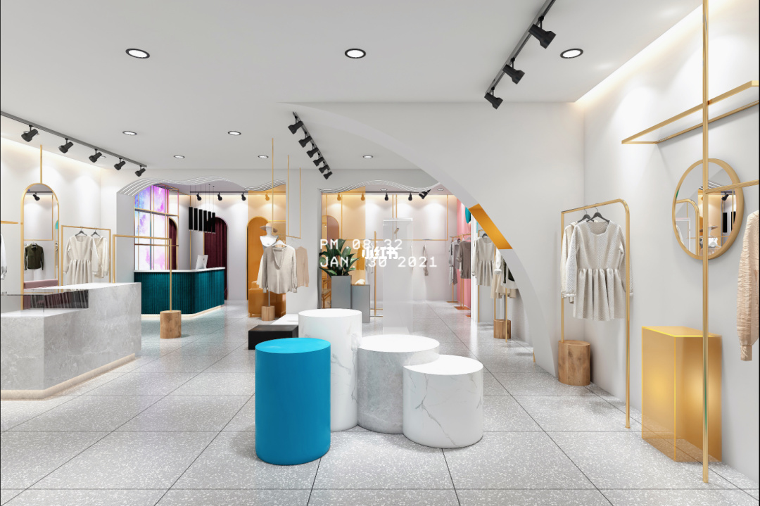 女装网红店装修图片_女装店装修_两元店及多元店装修效果图