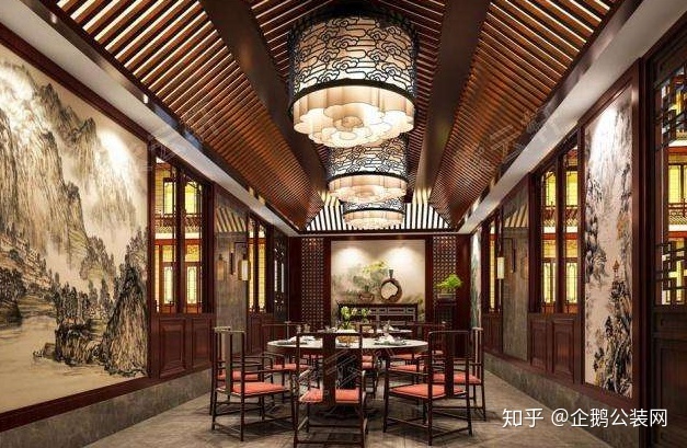 会所装修_spa会所中式装修效果图_中式独桌餐饮会所装修