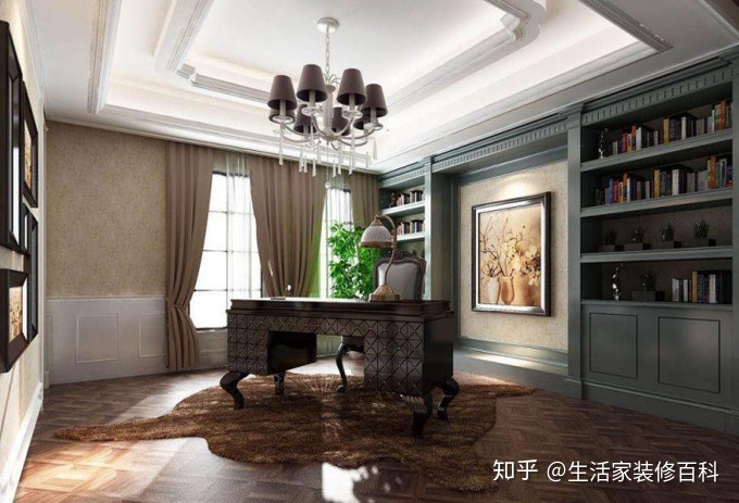 古典美的欧式书房装饰装修效果图大全