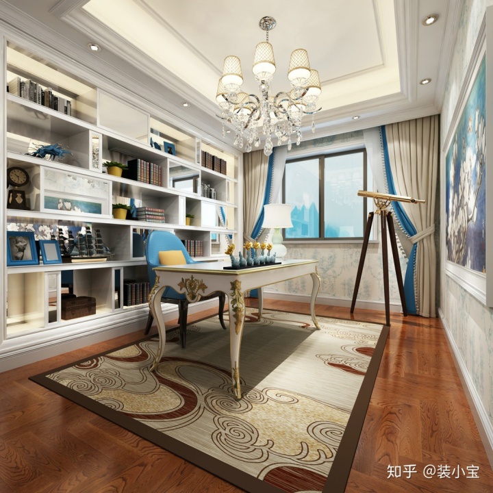 简欧装修效果图片_欧式书房装修效果图_书房装修效果