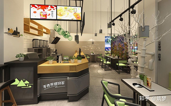 奶茶鸡排店装修效果图_奶茶店装修_奶茶加盟店装修5万值吗