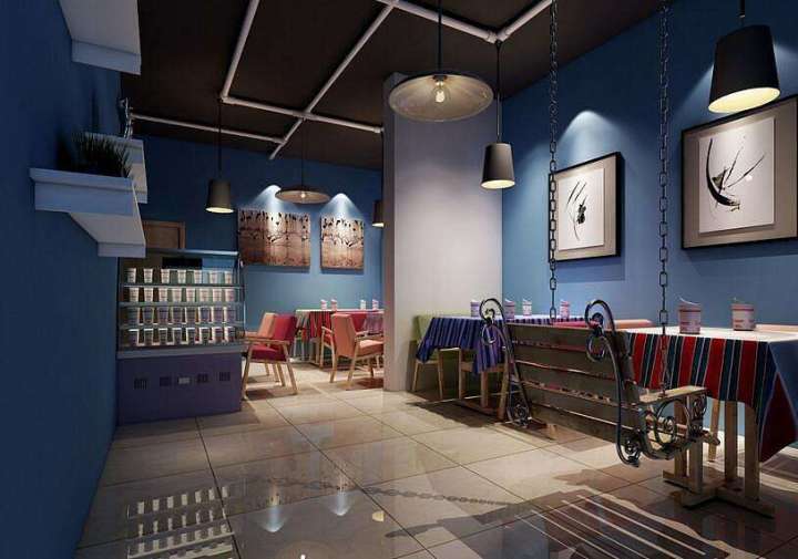 奶茶吧台装修效果图_特色奶茶汉堡店装修_奶茶店装修