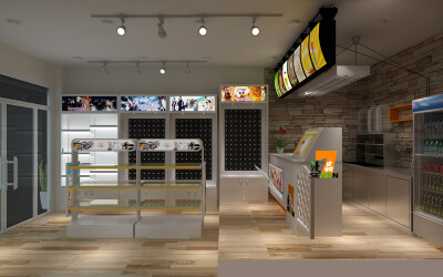奶茶店装修图_微店店铺装修素材图_大口九奶茶新着店图